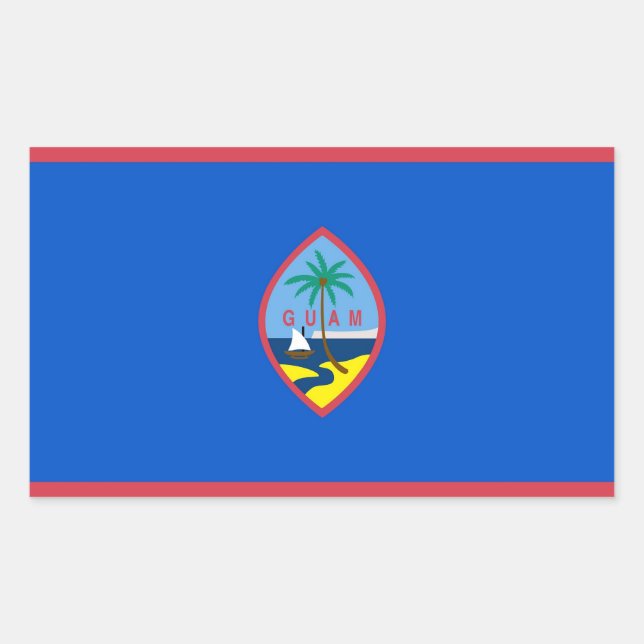 Rectangular Rectangle pegatina con Bandera de Guam, EE.UU. (Anverso)