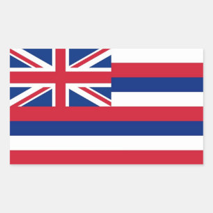 Rectangular Rectangle pegatina con Bandera de Hawaii, EE.UU.