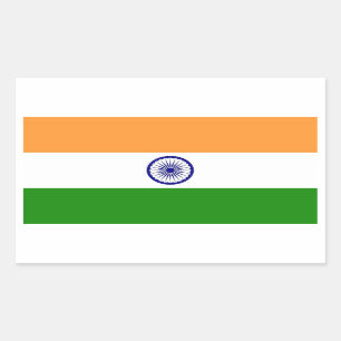 Rectangular Rectangle pegatina con bandera de India