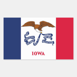 Rectangular Rectangle pegatina con Bandera de Iowa, EE.UU.