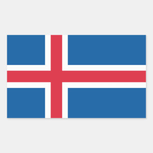 Rectangular Rectangle pegatina con bandera de Islandia