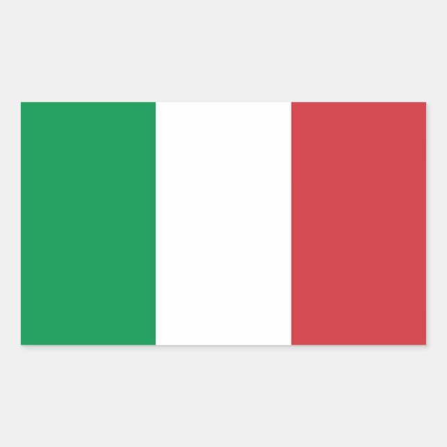 Rectangular Rectangle pegatina con bandera de Italia (Anverso)
