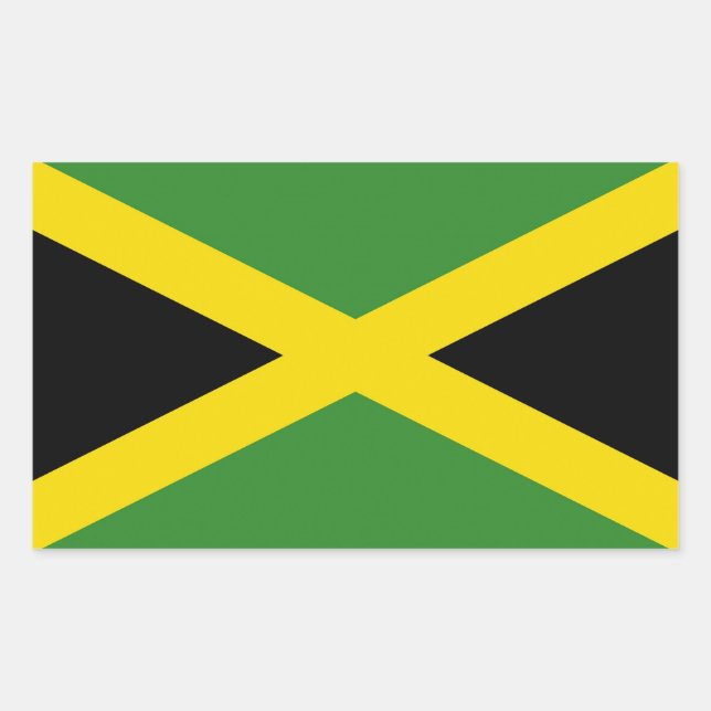 Rectangular Rectangle pegatina con bandera de Jamaica (Anverso)