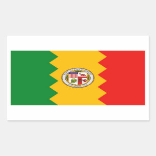 Rectangular Rectangle pegatina con bandera de Los Ángeles