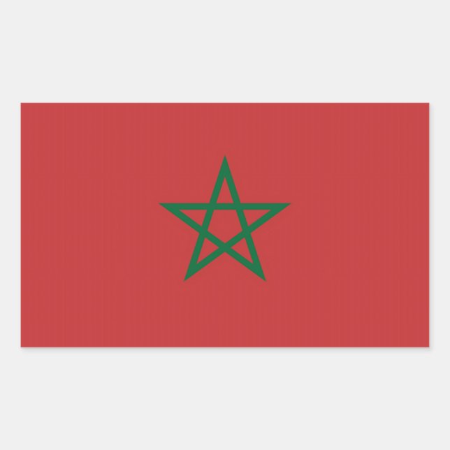 Rectangular Rectangle pegatina con bandera de Marruecos (Anverso)
