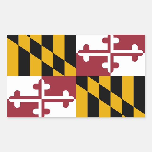 Rectangular Rectangle pegatina con Bandera de Maryland, EE.UU. (Anverso)