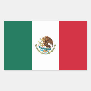 Rectangular Rectangle pegatina con bandera de México