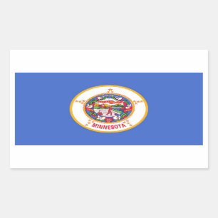 Rectangular Rectangle pegatina con Bandera de Minnesota, EE.UU