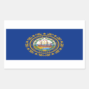 Rectangular Rectangle pegatina con bandera de New Hampshire