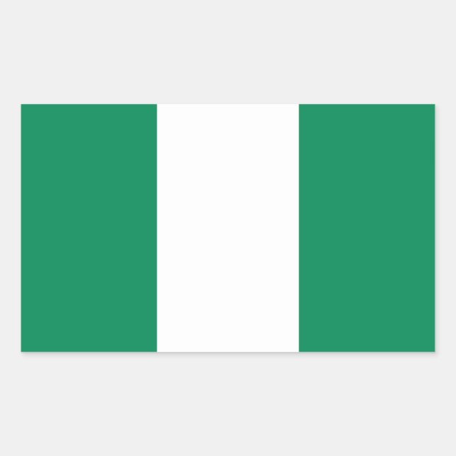 Rectangular Rectangle pegatina con bandera de Nigeria (Anverso)