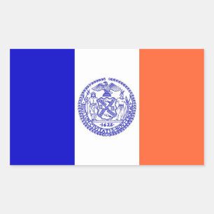 Rectangular Rectangle pegatina con Bandera de Nueva York, EE.U