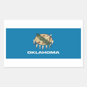Rectangular Rectangle pegatina con Bandera de Oklahoma, EE.UU.