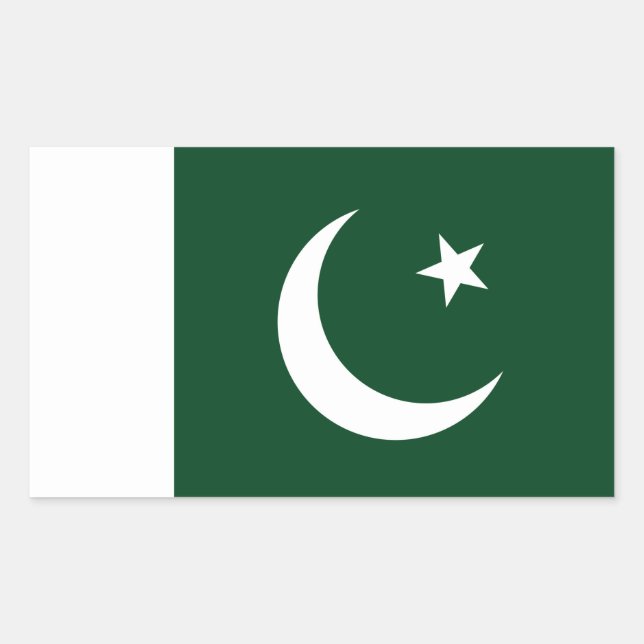Rectangular Rectangle pegatina con bandera de Pakistán (Anverso)