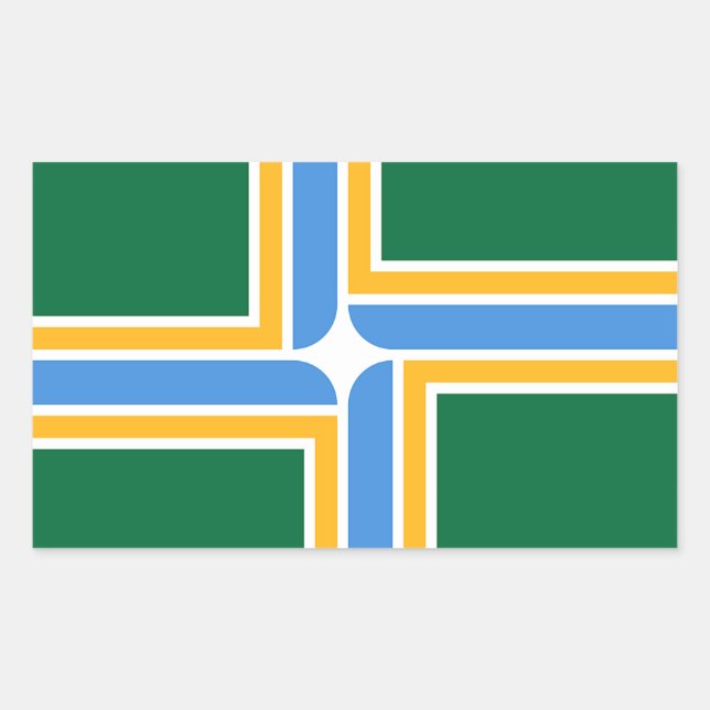 Rectangular Rectangle pegatina con Bandera de Portland, EE.UU. (Anverso)