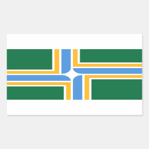 Rectangular Rectangle pegatina con Bandera de Portland, EE.UU.