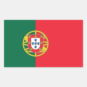 Rectangular Rectangle pegatina con bandera de Portugal