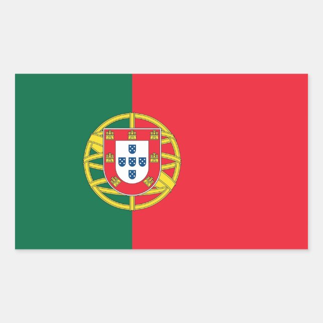 Rectangular Rectangle pegatina con bandera de Portugal (Anverso)