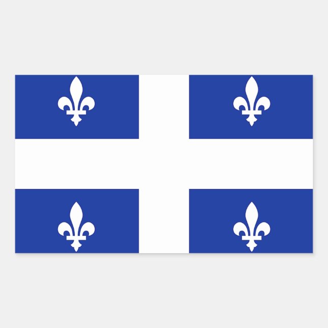 Rectangular Rectangle pegatina con bandera de Quebec, Canadá (Anverso)