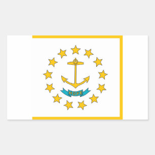 Rectangular Rectangle pegatina con bandera de Rhode Island