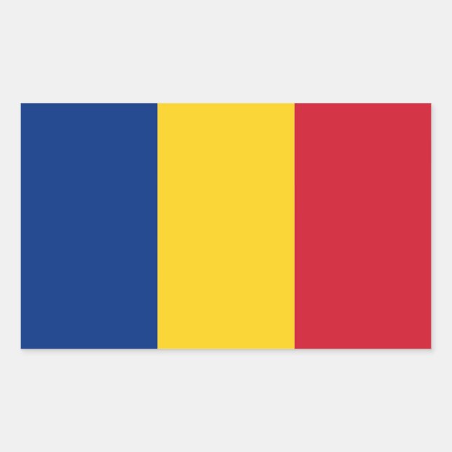 Rectangular Rectangle pegatina con bandera de Rumania (Anverso)