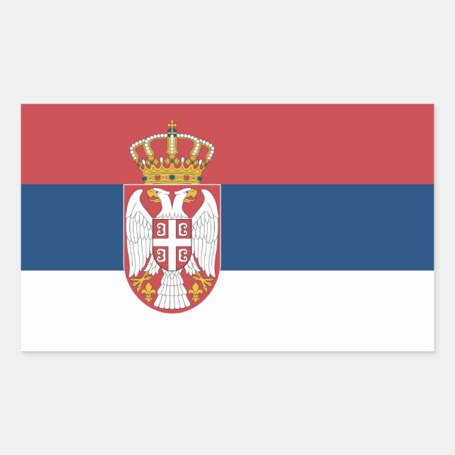 Rectangular Rectangle pegatina con bandera de Serbia (Anverso)