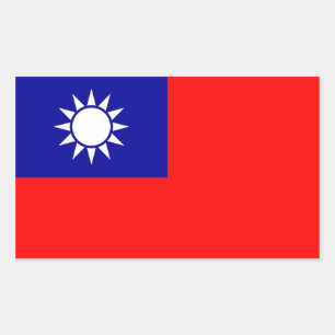 Rectangular Rectangle pegatina con bandera de Taiwán