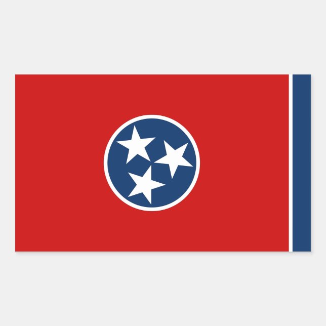 Rectangular Rectangle pegatina con bandera de Tennessee (Anverso)