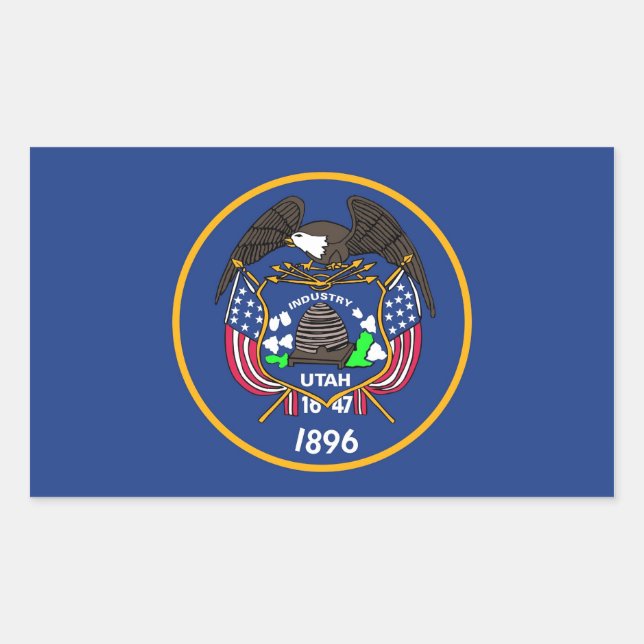 Rectangular Rectangle pegatina con bandera de Utah (Anverso)