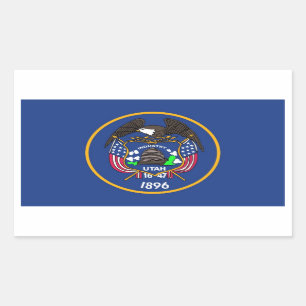 Rectangular Rectangle pegatina con bandera de Utah