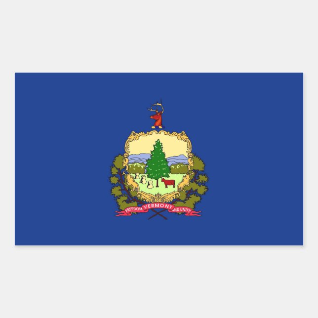 Rectangular Rectangle pegatina con bandera de Vermont (Anverso)