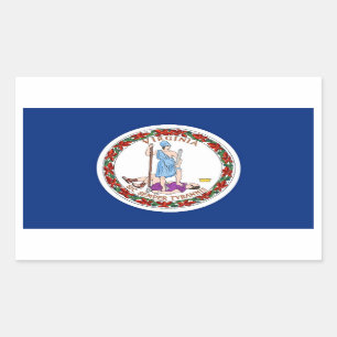 Rectangular Rectangle pegatina con bandera de Virginia