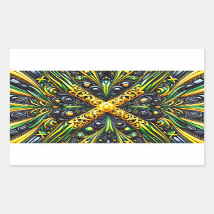Rectangular Rectangle pegatina con colores jamaiquinos