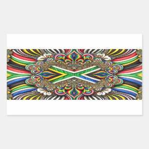 Rectangular Rectangle pegatina con colores sudafricanos