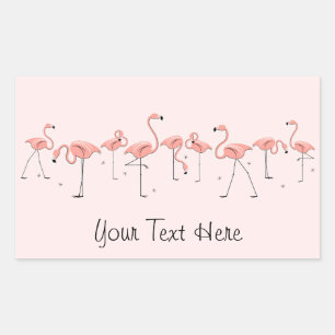 Rectangular Rectángulo de pegatina de línea rosada Flamingos