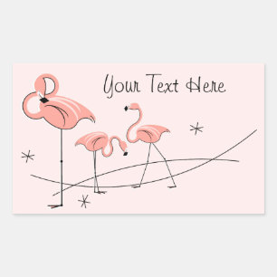 Rectangular Rectángulo de pegatina de texto de trío rosa Flami