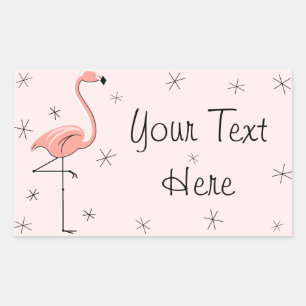 Rectangular Rectángulo de pegatina de texto rosa Flamingo