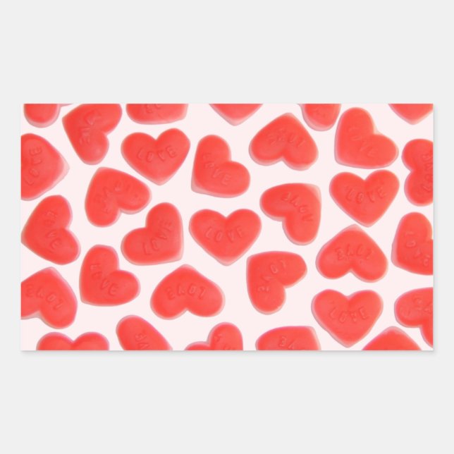 Rectangular Rectángulo de pegatina rosa dulce del corazón (Anverso)