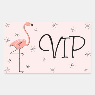 Rectangular Rectángulo de pegatina VIP rosa Flamingo