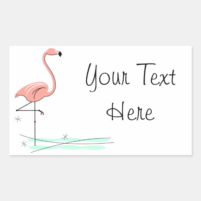 Rectangular Rectángulo del pegatina de texto del océano Flamin (Anverso)