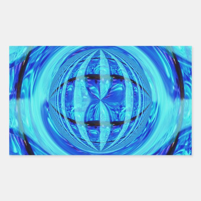 Rectangular Rectángulo Orb Blue pegatina (Anverso)