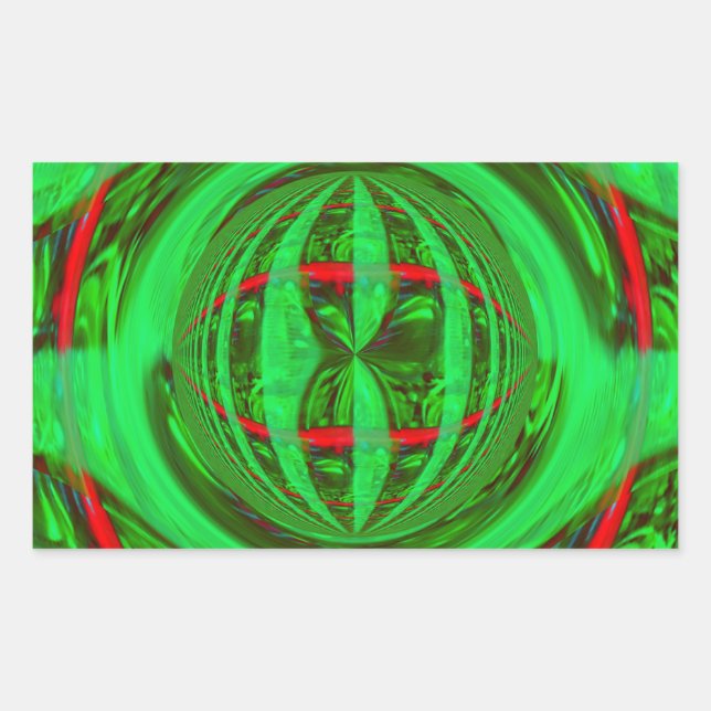 Rectangular Rectángulo Orb Green pegatina (Anverso)
