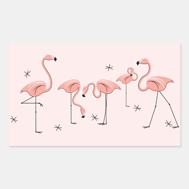 Rectangular Rectángulo pegatina de grupo rosa Flamingos (Anverso)