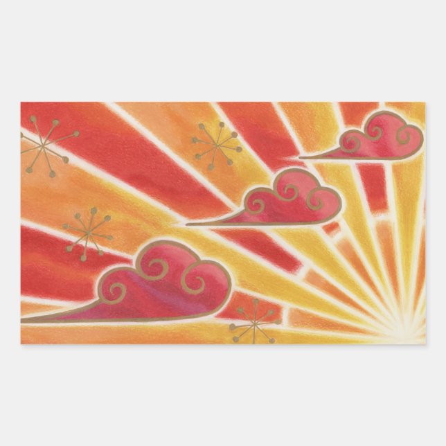 Rectangular Rectángulo pegatina de la puesta del sol (Anverso)