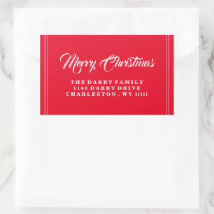 Rectangular Red Merry Christmas Pegatina
