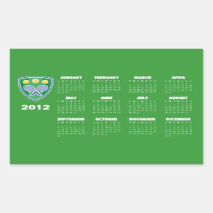 Rectangular Regalo del pegatina del tenis con el calendario