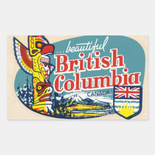 Rectangular Retro Beautiful British Columbia Canada Pegatina