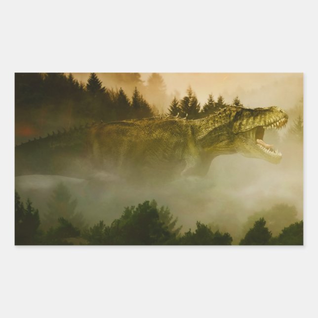 Rectangular Rey del Tyrannosaurus del pegatina de Dinos (Anverso)