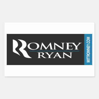 Rectangular Romney Ryan Logo Pegatina Black