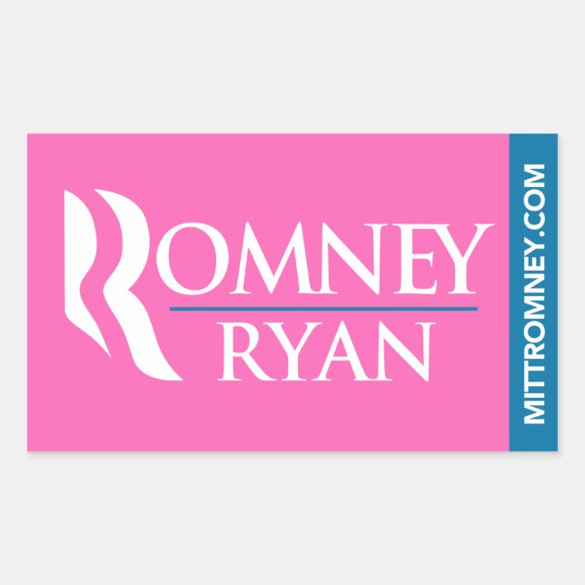 Rectangular Romney Ryan Logo Pegatina Rectangle Pink (Anverso)
