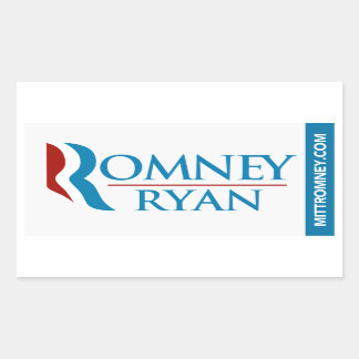 Rectangular Romney Ryan Logo Pegatina Rectangle White